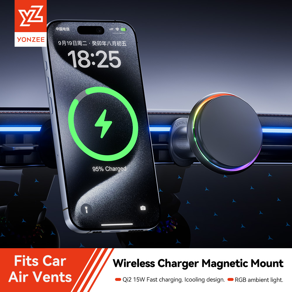 Qi2 Phone Accessories - Cargador inalámbrico magnético YZ RGB, soporte